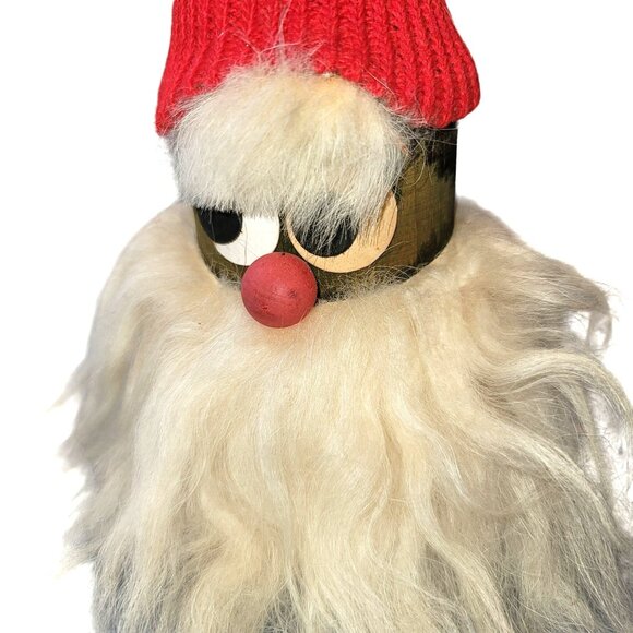 Vintage Swedish Gnome Christmas Decoration Handmade Wooden Santa Tomte VL1009 - Picture 2 of 5